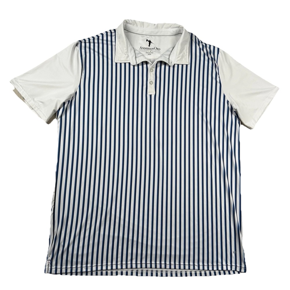 Anderson Ord Shirt Mens 3xl Golf Polo Vertical Stripes Performance Stretch